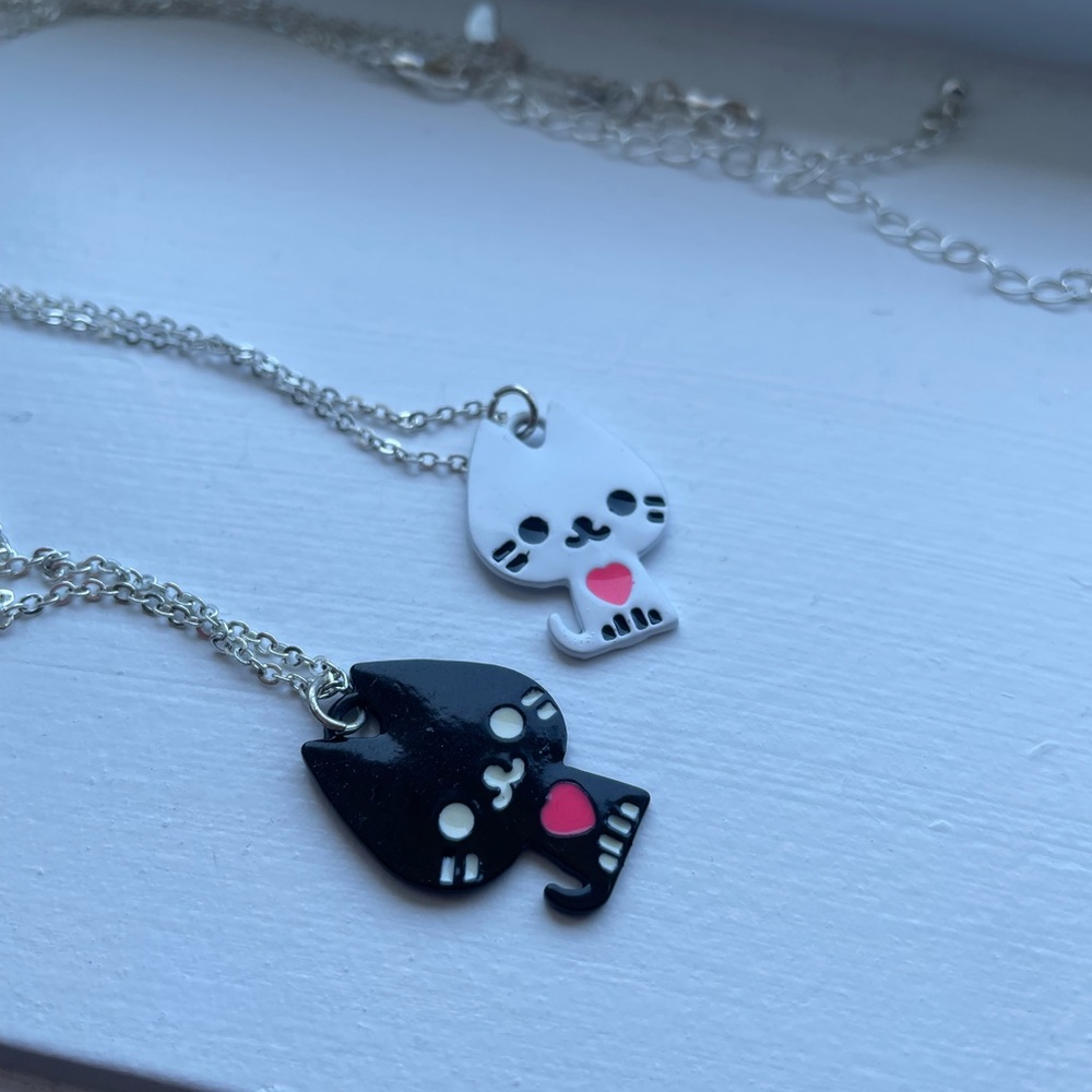 Cute Matching Cat Necklace Pair